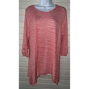 Chico's Zenergy Sz 1 (MEDIUM) Striped Seam Detail Tunic 3/4 Sleeve Stretch EUC